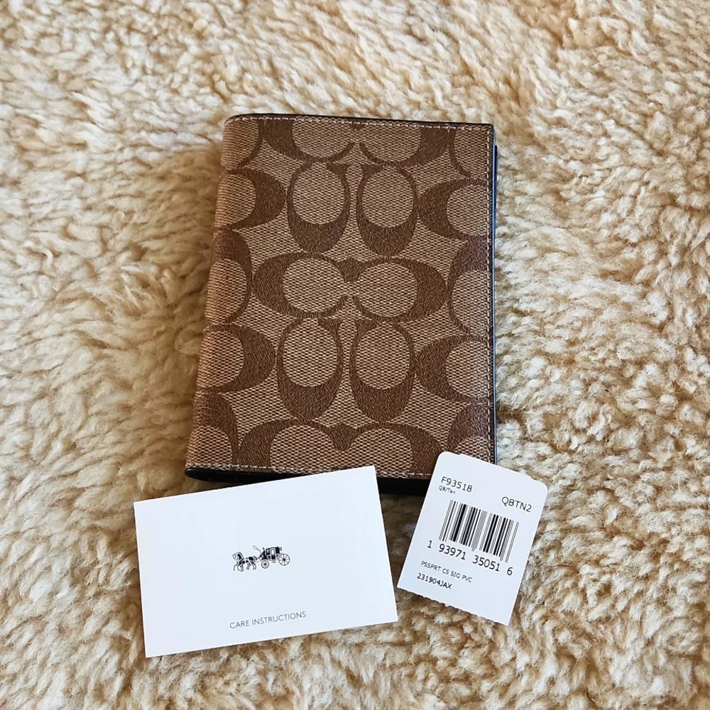 Coach | Bags | Nwt Coach Signature Brown Black Leather Passport